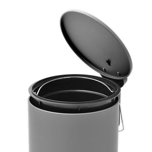 Pattumiera bagno in acciaio grigio con pedale e coperchio slim 3 lt