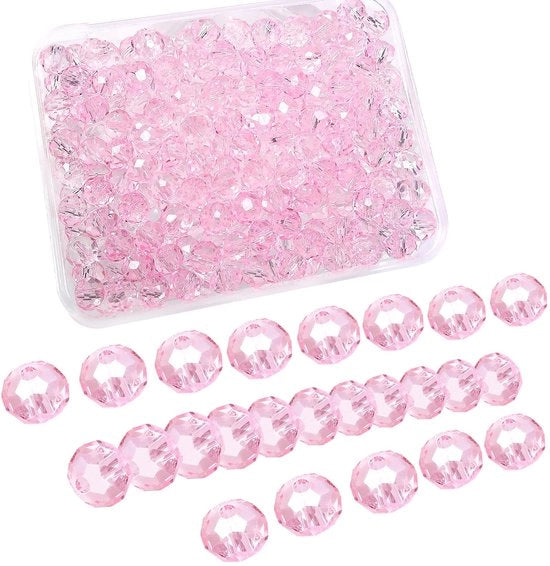 Collana in vetro 220 pezzi - Vetro cristallo - 6 mm - Rosa - Collane in vetro - Fai da te - Artigianato - Collane in vetro cristallo