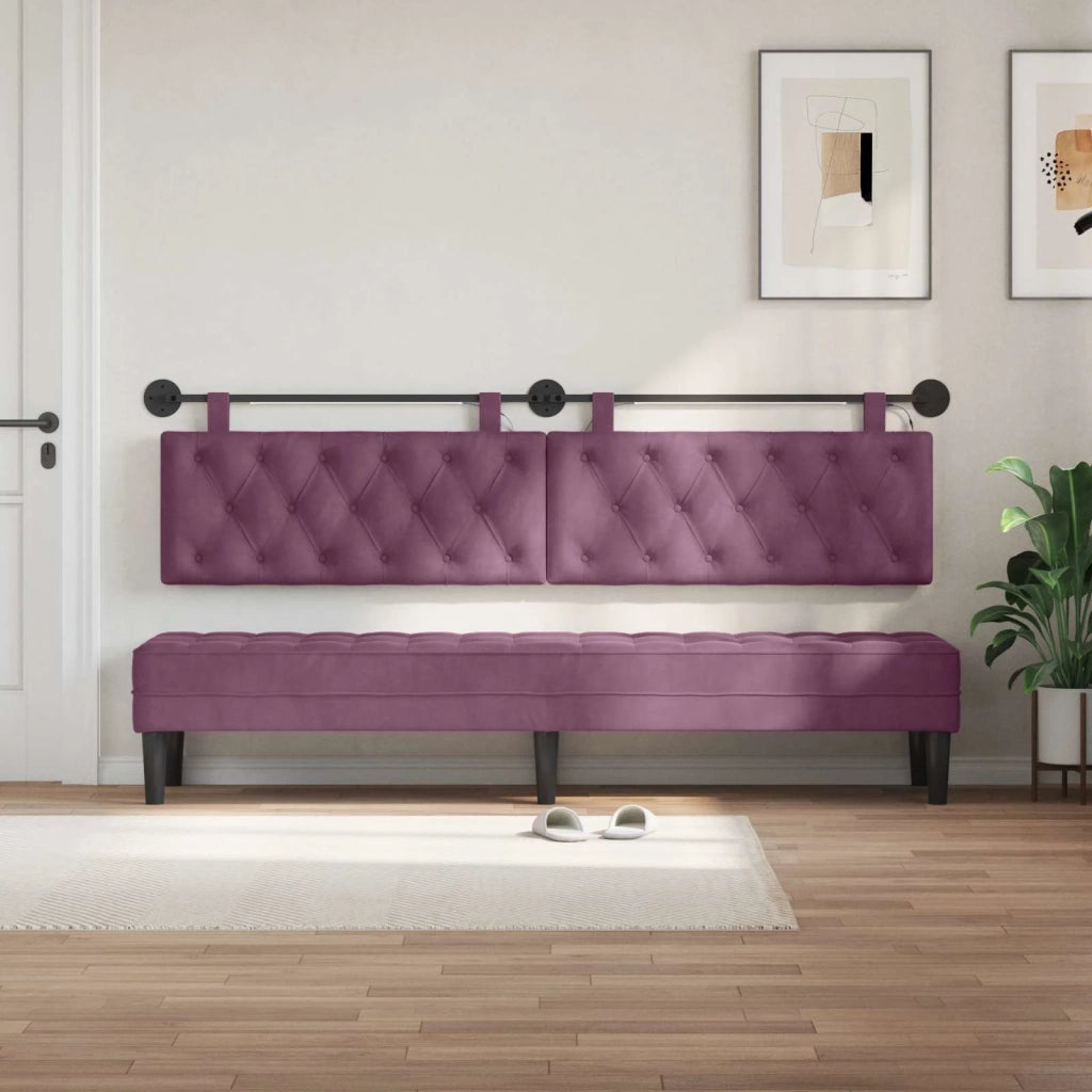 Testiera sospesa Con luce LED Viola Velluto