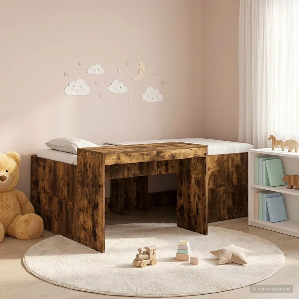 Letto alto per bambini con scrivania Rovere Fumo 3422679