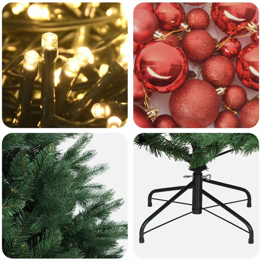 Albero di Natale artificiale con palline 150 cm 150 LED 3465848
