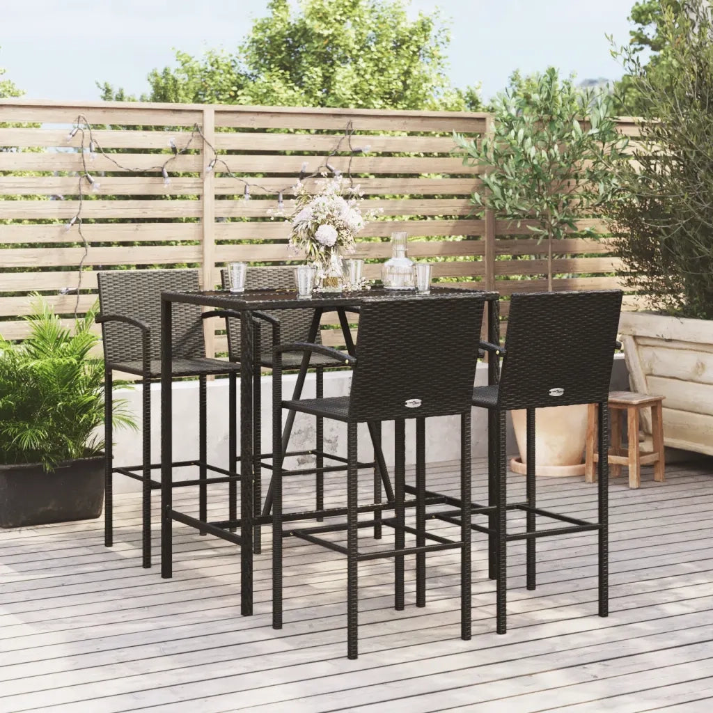 Set Bar da Giardino 5 pz Nero in Polyrattan