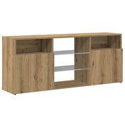 Mobile porta TV moderno con luci a LED per creare un'atmosfera accogliente 120 x 30 x 50 cm realizzato in legno di rovere ingegnerizzato artigianale 02_0050863