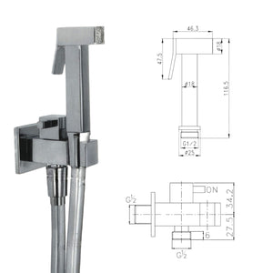 Kit doccetta per wc quadrato completo in ottone con rubinetto