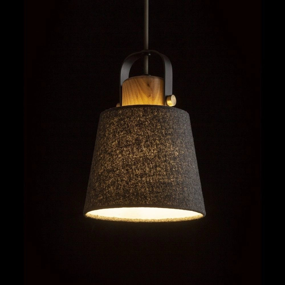 Lampadario CHOUPETTE a sospensione grigio nerastro tessuto/legno 230V E27 15W