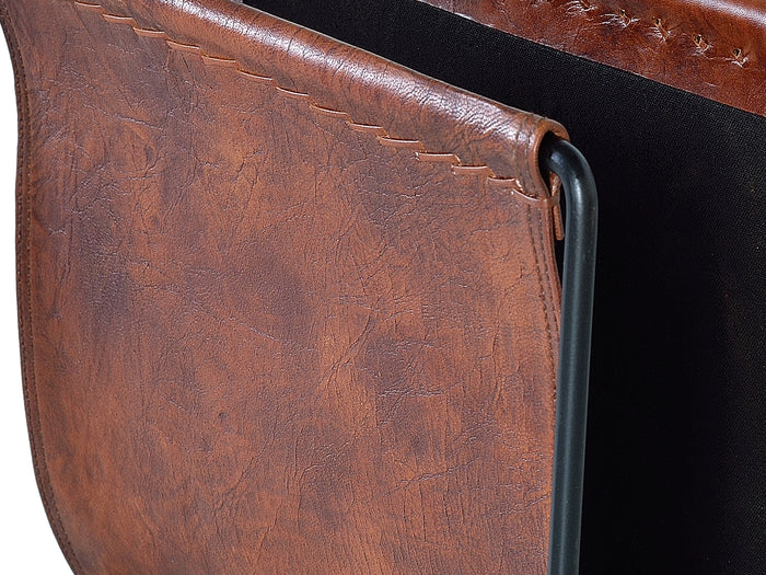 Porta rivistein cuoio e metallo