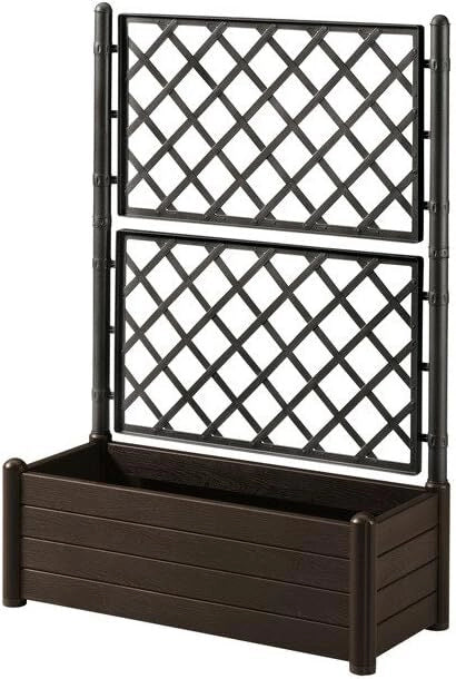 Fioriera Rettangolare da Esterno con Spalliera Italia Moka 100 x 43 x 142 cm