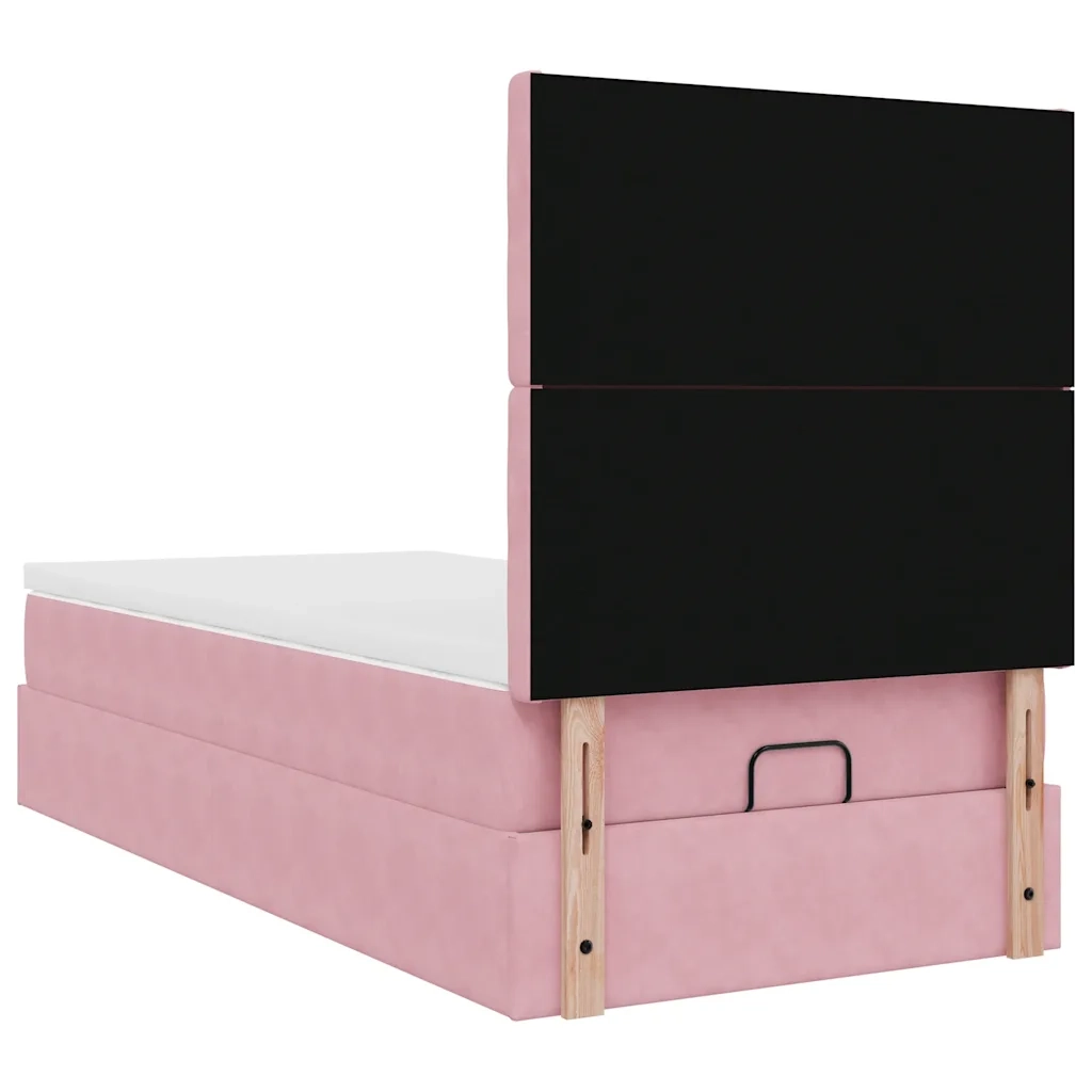 vidaXL Struttura Letto Pouf con Materassi Rosa 80x200 cm Velluto