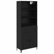 Credenza | Madia | Buffet da pranzo | Armadio da pranzo Rovere Nero 69,5 x 34 x 180 cm Legno multistrato