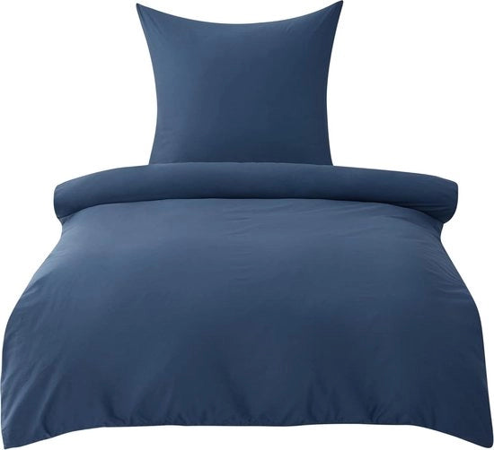 Set di coperte da letto in cotone 135 x 200 cm, set di coperte da letto blu, coperta da letto 135 x 200 cm, set a due pezzi con cuscino 80 x 80 cm, coperte da letto Oeko-Tex con cerniera.