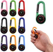 Set di 10 chiavi con compasso multifunzione miniaturizzato in plastica - 69x30mm - con anello di carabina - compasso da sopravvivenza multifunzione in multi colore