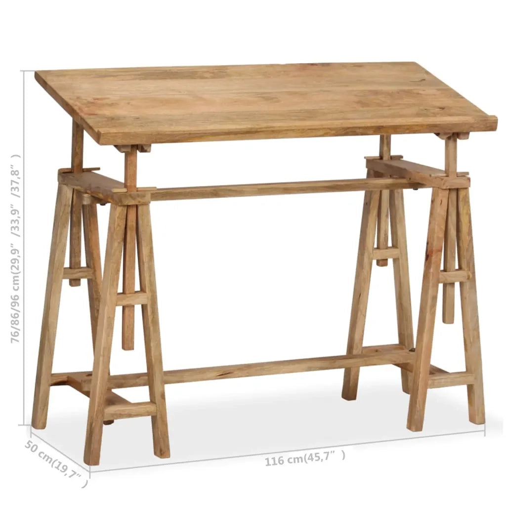 Tavolo da Disegno in Legno Massello di Mango 116x50x76 cm 244948