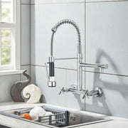 Spout per cucina fissaggio a parete cromato Spout per cucina 360° girevole con spruzzatore estensibile 2 maniglie Spout per cucina per acqua calda e fredda disponibile