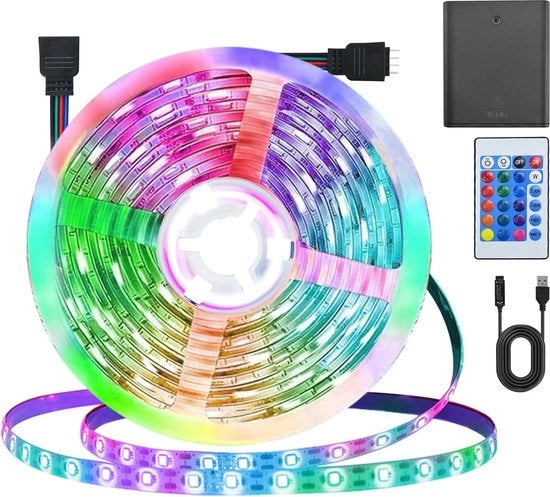 Ledstrip RGB 5m con Comando a Distanza - 30 LEDs/m, Sincronizzazione Musicale, Striscia di Luce Regolabile per Gaming e Decorazione di Camera