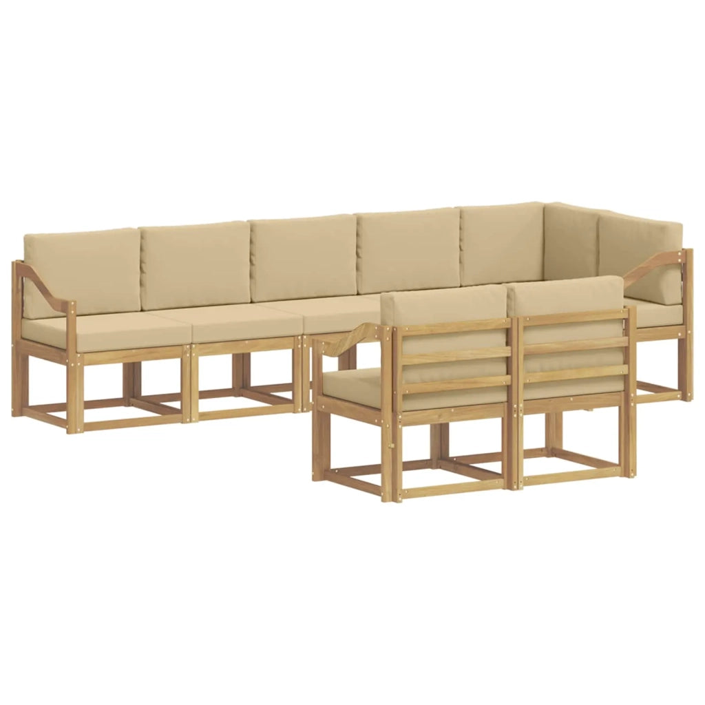 Set di divani da esterno 8 pz Bianco e Beige Poliestere 3387822