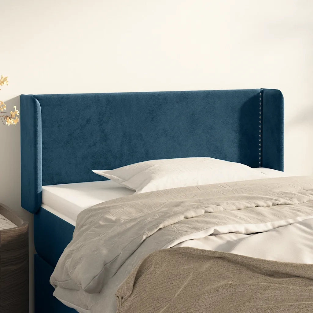 Testiera | Testata ad Orecchio Blu Scuro 103x16x78/88 cm in Velluto