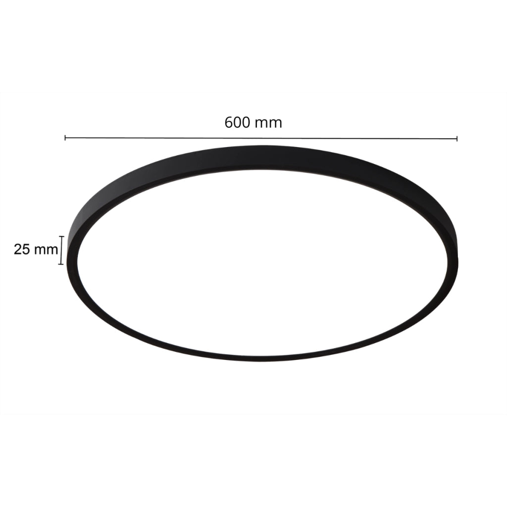 Plafoniera LED moderna nera tonda 60cm CCT 50W Light Prestige