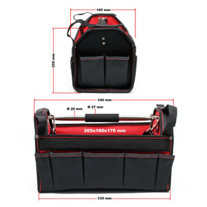 Borsa portautensili L con scomparti interni ed esterni tracolla regolabile e maniglia di trasporto