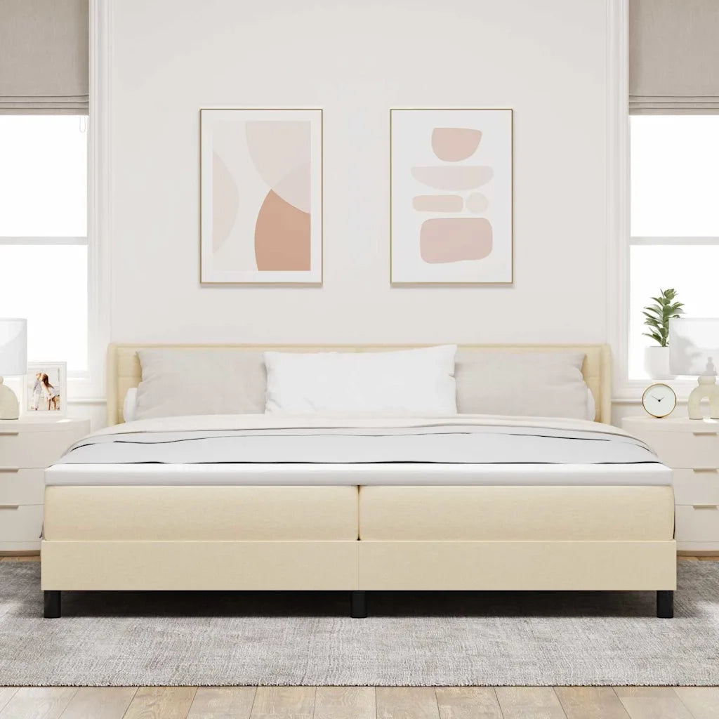 Letto a molle con materasso Crema 200 x 200 cm Tessuto 3341067