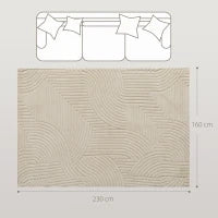 Tappeto in Stile Moderno Antiscivolo e Lavabile a Pelo Corto per Soggiorno e Camera, 230x160x1,7 cm, Crema
