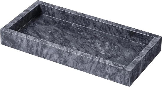 Piastrelle di marmo per decorazione - Tavolo per candele rettangolare - 25 x 12 cm - Accessori da bagno scala - Piastrella di marmo - Organizzatore - Nero