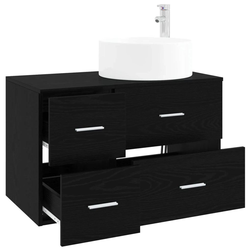 Set di mobili per il bagno 2 pz Rovere Nero 3404009
