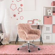 Sedia da Ufficio Ergonomica Regolabile in Altezza con Braccioli e Ruote Piroettanti in Nylon Rosa