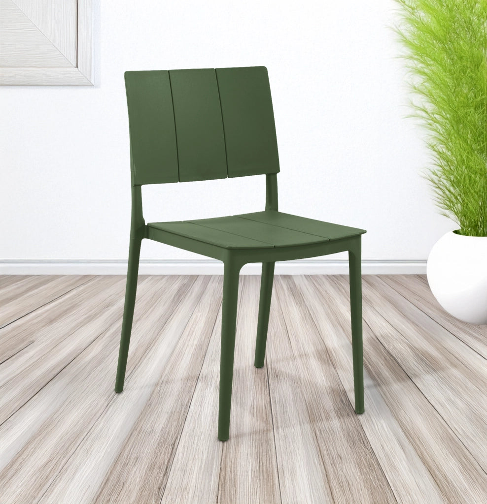 Set 4 Sedie In Polipropilene e Fibra Di Vetro Sedia Cucina Trattamento Uv Antiscolorimento Giardino Interno Esterno Moderne Robuste Resistenti Seduta Terrazzo Soggiorno Bar Ristorante Impilabili Livia-Verde