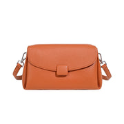 Borsa a mano grande da donna in vera pelle, colore arancione, ideale per il tempo libero.