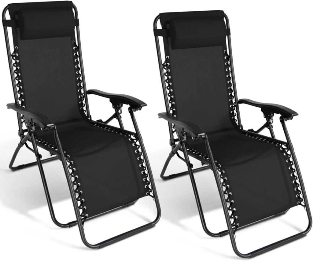 Set di 2 sedie da Giardino reclinabili Relax, Alto Comfort, Nero