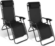 Set di 2 sedie da Giardino reclinabili Relax, Alto Comfort, Nero