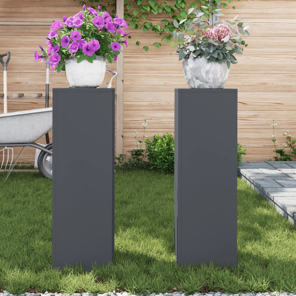 Supporti per Piante da Esterno Pilastro 2 pz Antracite 24x24x75 cm Acciaio