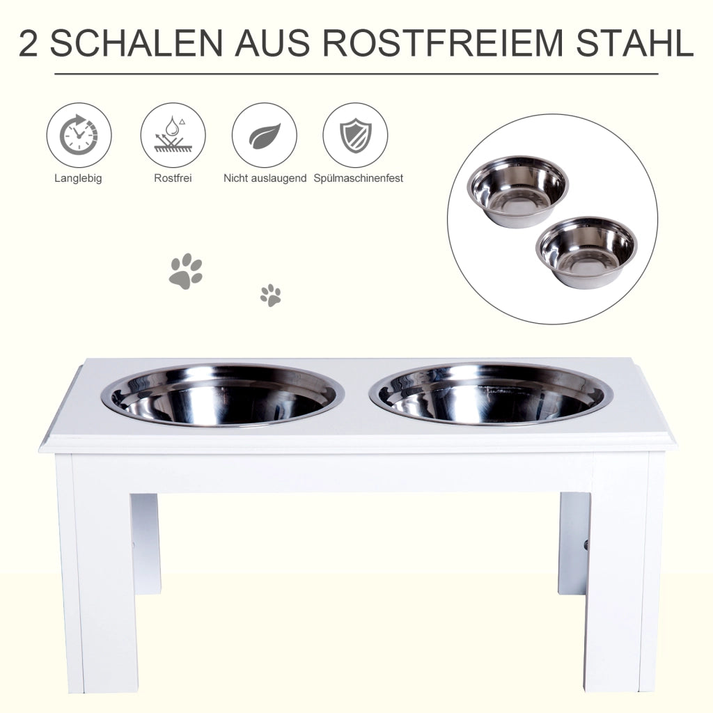 Stazione Alimentazione Cani Antiscivolo ¨C Xylo ¨C Bianco 58,4x30,5x25,4cm 2L
