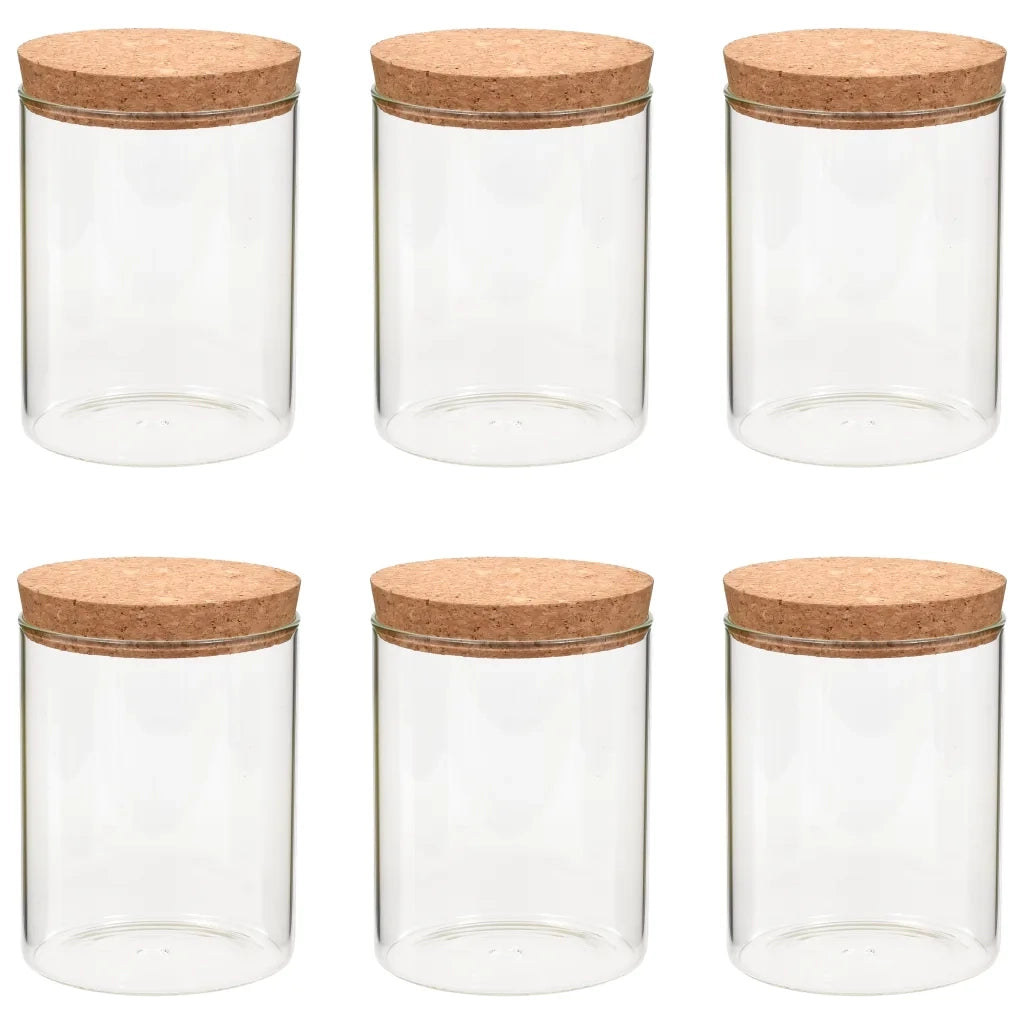 Barattoli in Vetro con Coperchio in Sughero 6 pz 650 ml 50839