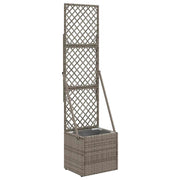 Fioriere | Cassetta per fiori | Vaso da Giardino con Trellis Grigio 35 x 30 x 135 cm polyrattan