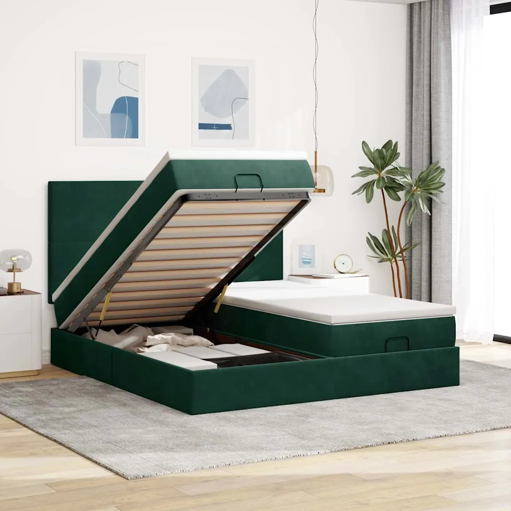 Struttura Letto Pouf con Materassi 160x200 cm Velluto