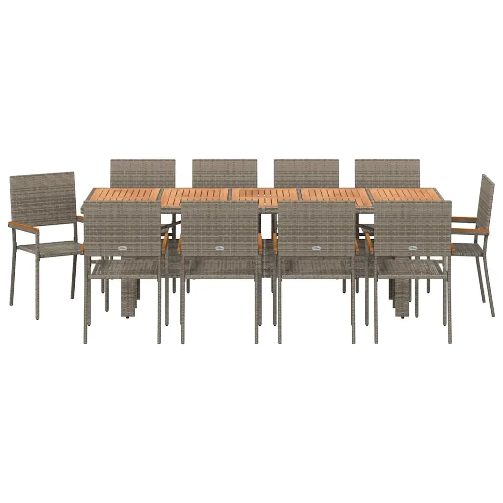 Set da Pranzo per Giardino 11 pcs Grigio polyrattan 3365423