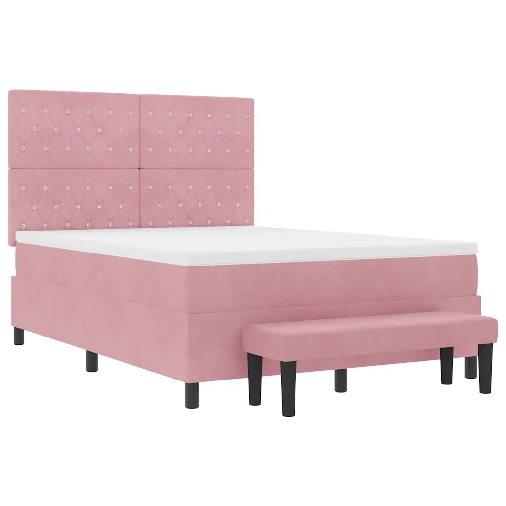 Letto a molle con testiera Rosa 200 x 140 cm Velluto 3344455
