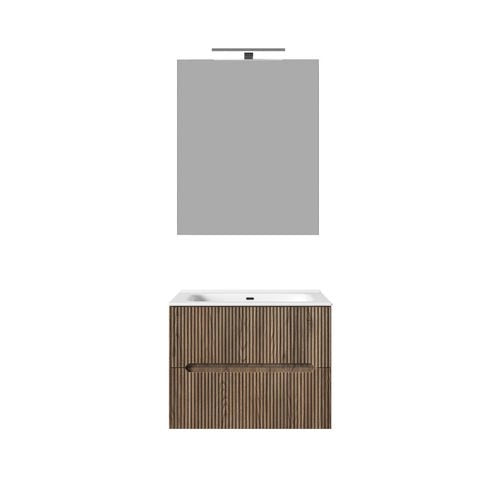 Composizione mobile bagno sospeso con cassetti cm 60 cannettato mod. STICK - Noce Gold