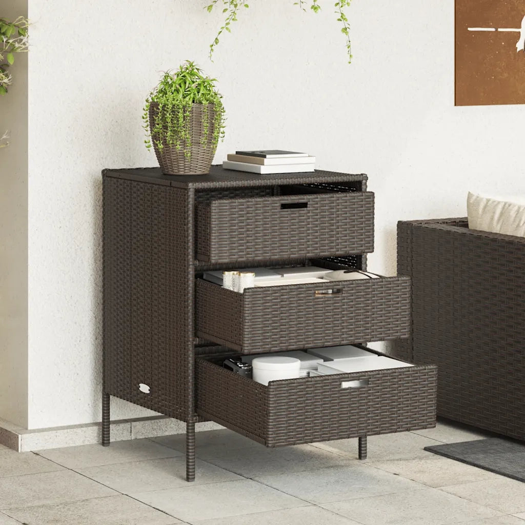 Armadietto Portaoggetti Giardino Marrone 55x59x80cm Polyrattan 365552