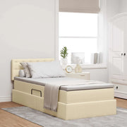Letto con contenitore LED e materasso Crema 90 x 200 cm Tessuto