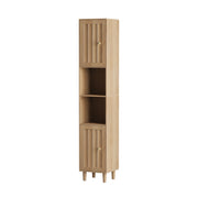 Mobile da bagno alto con 2 ante e ripiani aperti - per bagno - in MDF - 32x30x169 cm - rovere