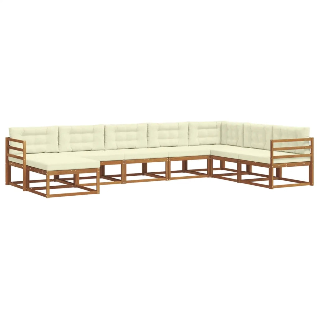 Set di divani da esterno con cuscino 8 pcs Naturale e Crema