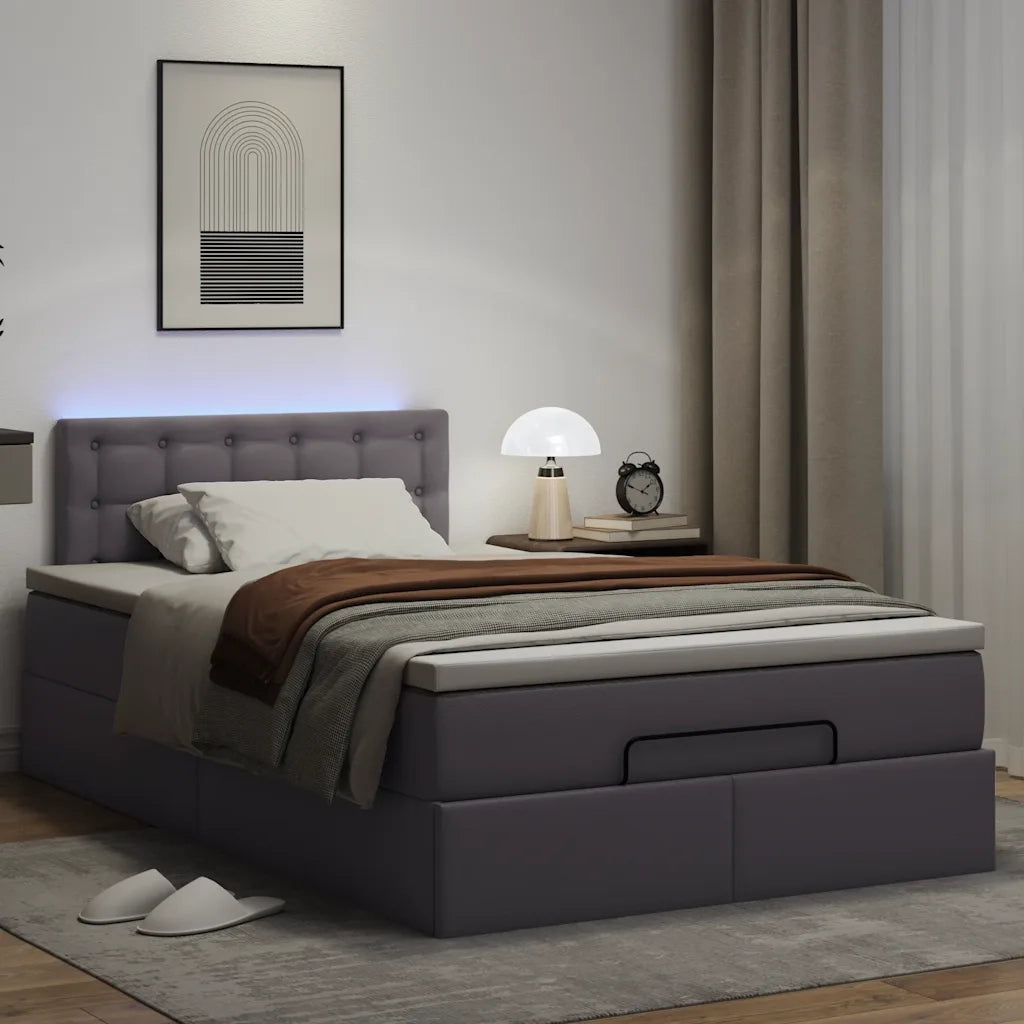 Pouf Letto con Materassi e LED Grigio 120x190 cm Similpelle 3312145