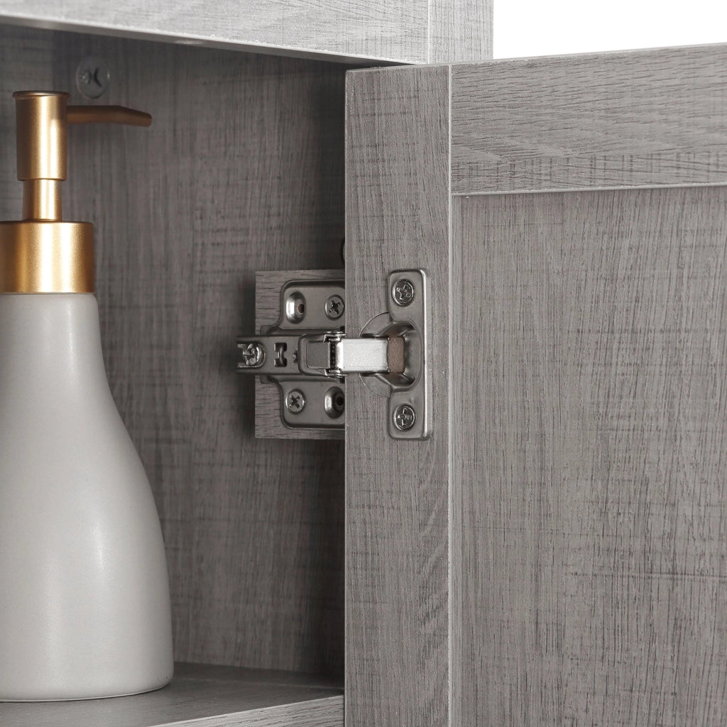 Pensile Bagno con 3 Ripiani Aperti e Armadietto 48x20x50 cm in Legno Truciolare Grigio