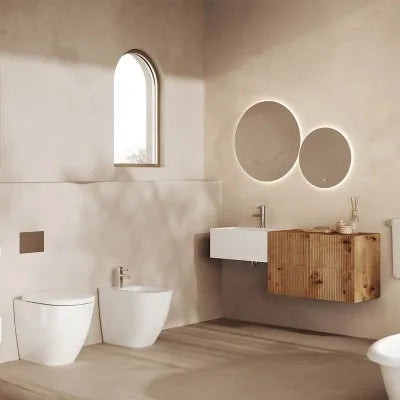 Cassetto sospeso 40 cm rovere naturale con anta cannettata Tevere
