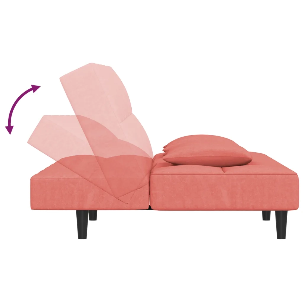 Divano letto | Sof¨¤ letto | Letto singolo a 2 Posti con 2 Cuscini Rosa in Velluto