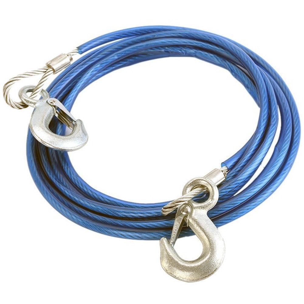 Trade Shop - Fune Cavo Corda Acciaio Traino Con Ganci Per Auto Furgone Emergenza 5000kg 3,5mt -
