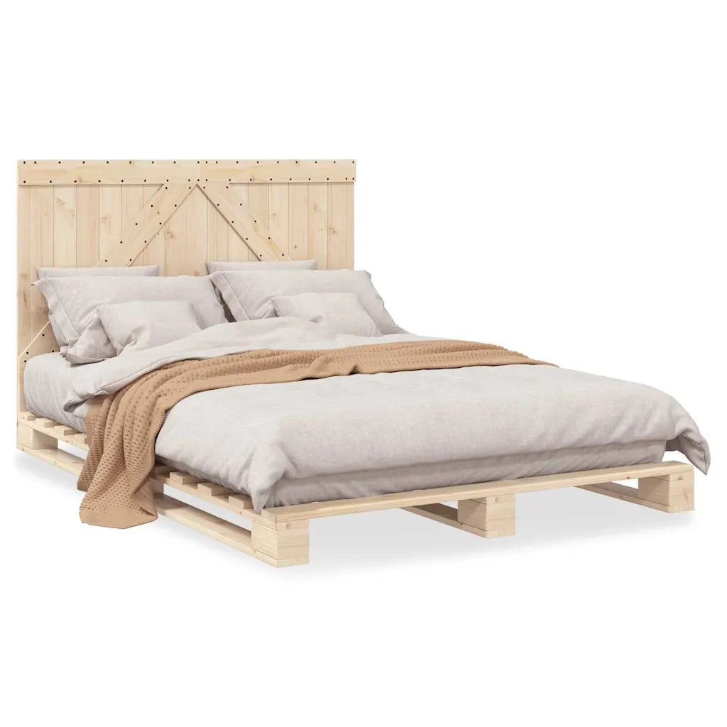 Giroletto con Testiera-Struttura Letto con testiera 140x200 cm in Legno Massello di Pino 827434