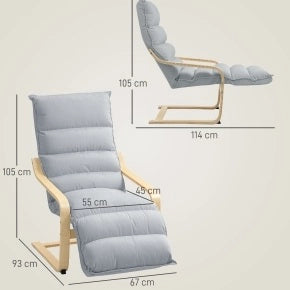 Poltrona relax grigio chiaro con poggiapiedi regolabile
